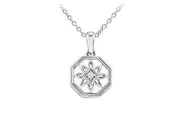 Diamond Flower Pendant - .925 Sterling Silver - 0.02 CT Diamond