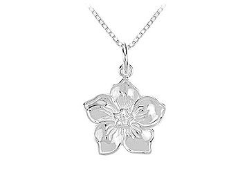 Diamond Flower Pendant - 14K White Gold - 0.02 CT Diamond