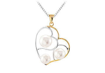 Sterling Silver  Yellow Gold Plated Freshwater Cultured Pearl Pendant
