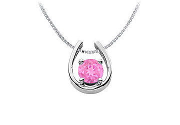 Created Pink Sapphire Horseshoe Pendant  14K White Gold - 1.00 CT TGW