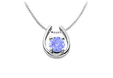 Created Tanzanite Horseshoe Pendant  14K White Gold - 1.00 CT TGW