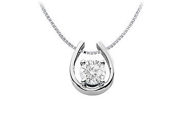 Cubic Zirconia Horseshoe Pendant  14K White Gold - 1.00 CT TGW