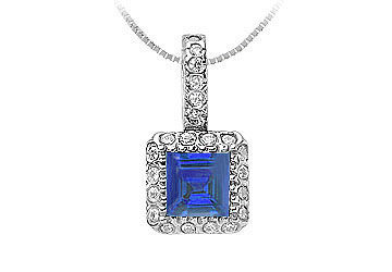 Diffuse Sapphire and Cubic Zirconia Pendant  14K White Gold - 0.75 CT TGW