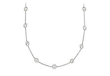 Silver Station Necklace Cubic Zirconia Diamond By The Yard  with 5.00 carat TGW