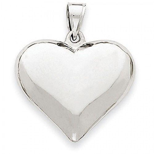 14k White Gold Heartthrob Puffed Heart Pendant For Ladies