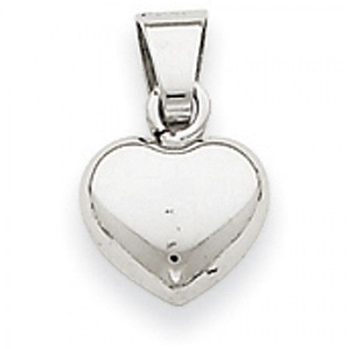 Heart Charm in 14kt White Gold - Glossy Polish - Divine - Women