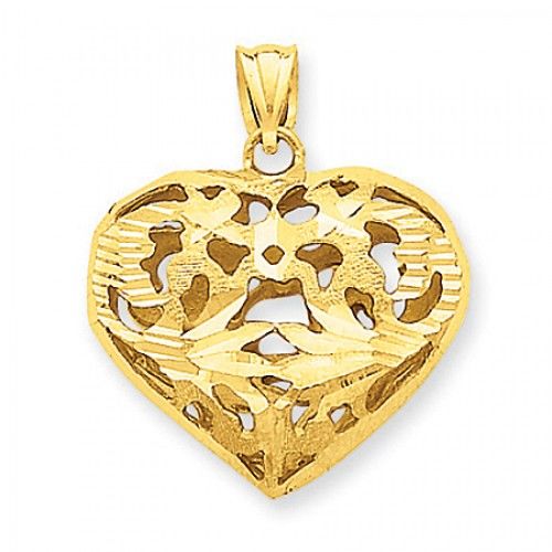 Heart Charm in Yellow Gold - 14kt - Mirror Finish - Pleasing - Women