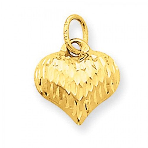 Heart Charm in Yellow Gold - 14kt - Polished Finish - Cute - Women