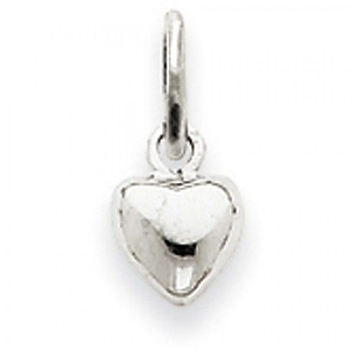 Heart Charm in White Gold - 14kt - Glossy Polish - Superb - Women