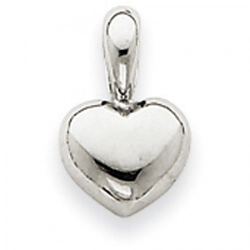 14k White Gold Open Back Heart Pendant For Ladies