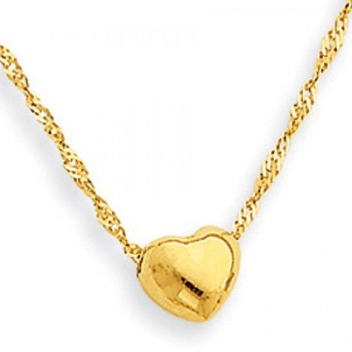 Heart Pendant Necklace in 14kt Yellow Gold - Spring Ring - Excellent - Women