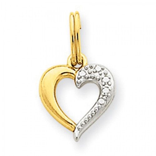 Heart Pendant with Two-Toned Diamond-Cut with Love Design