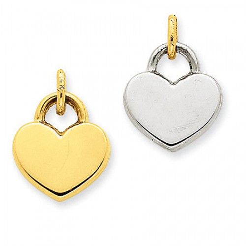14k Yellow Gold Polished Reversible Heart Pendant