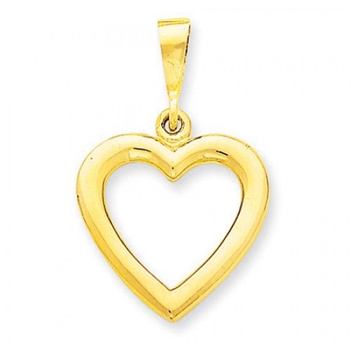 14k Yellow Gold Solid Polished Heart Pendant