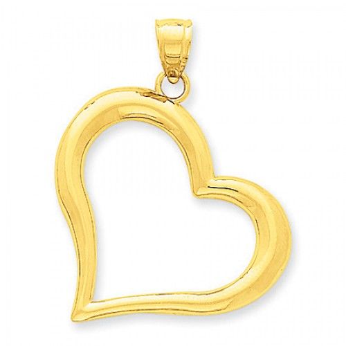 14k Yellow Gold Polished Sideways Heart Pendant