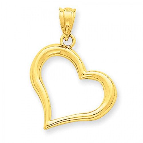 14k Yellow Gold Polished Open Heart Pendant