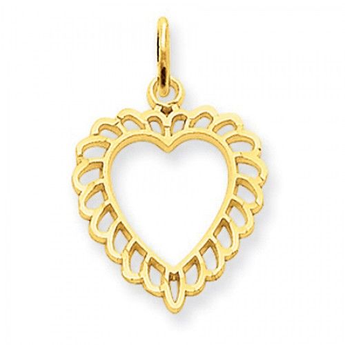 Heart Charm in Yellow Gold - 14kt - Glossy Finish - Mesmerizing - Women