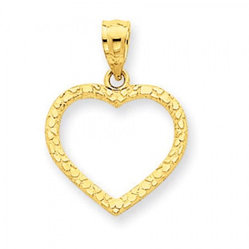 14k Yellow Gold Diamond-Cut Nugget Heart Pendant