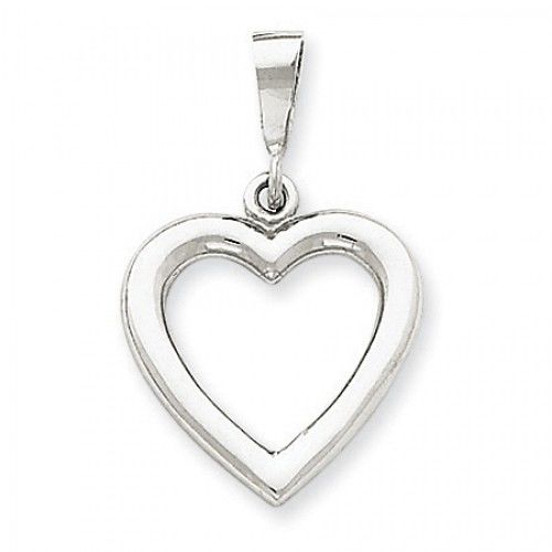 14k White Gold Simple Polished Heart Pendant