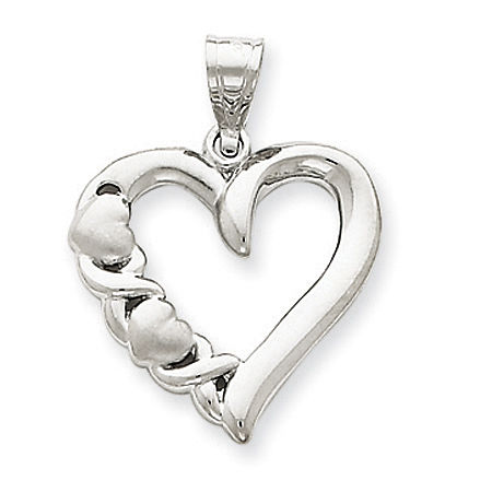 14k White Gold Polished Fancy Heart Pendant