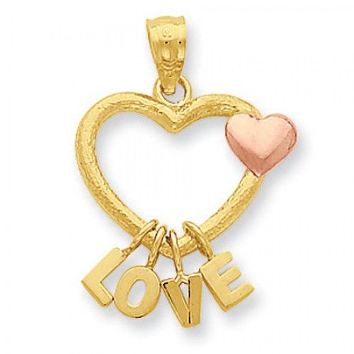 14k Rose and Yellow Gold Two-Toned Love Heart Pendant