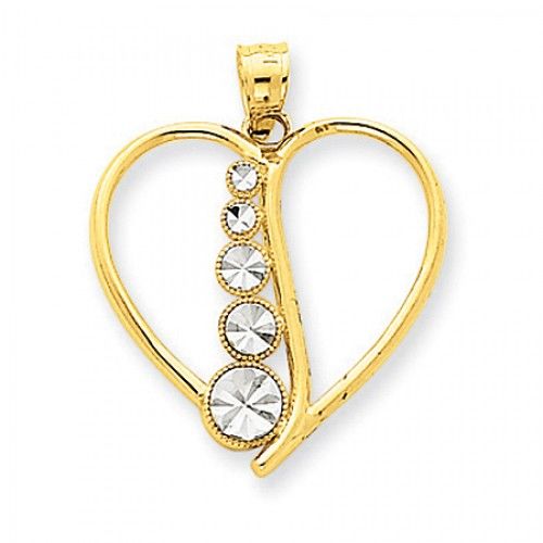 Two-Toned Diamond-Cut Cascading Circles Heart Pendant
