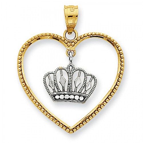 Heart Pendant with Royal Dangling Crown