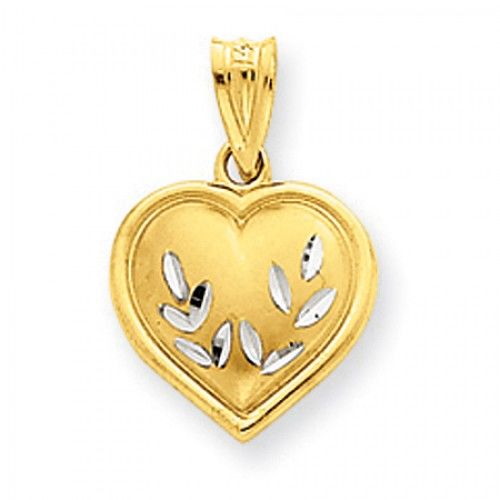 Heart Charm with Diamond-Cut Vine Design