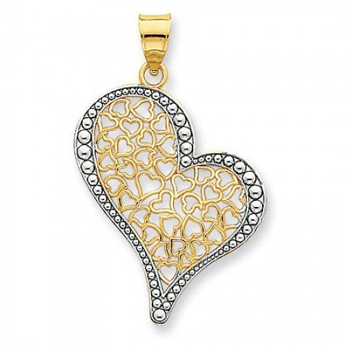 Heart Pendant with Filigree Slanted Hearts