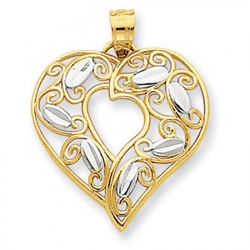 Heart Pendant with Diamond-Cut Leaves