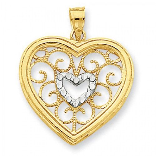 Heart Pendant with Diamond-Cut Filigree Balcony Design