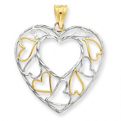 Heart Pendant with Diamond-Cut Falling Hearts