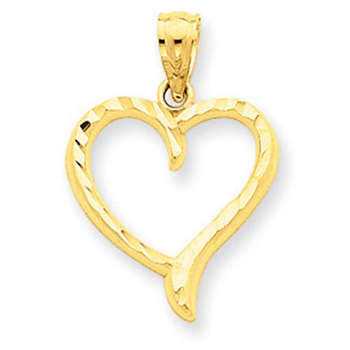 Heart Charm in 14kt Yellow Gold - Glossy Polish - Interesting - Women