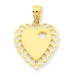 Heart Charm in Yellow Gold - 14kt - Mirror Polish - Dazzling - Women