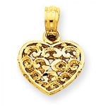 Heart Charm in Yellow Gold - 14kt - Polished Finish - Great - Women