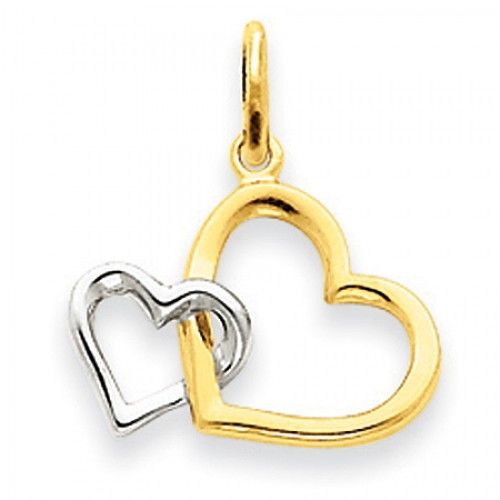 Heart Charm in Rhodium Plated Yellow Gold - 14kt - Wonderful - Women