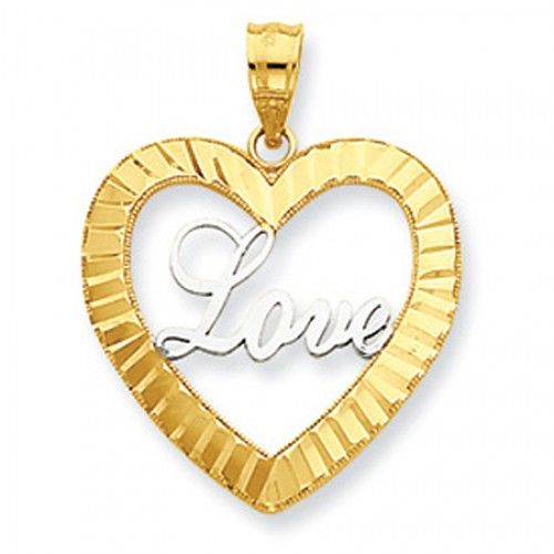 Heart Pendant Cursive Love Script
