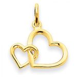 Heart Charm in Yellow Gold - 14kt - Glossy Finish - Gorgeous - Women