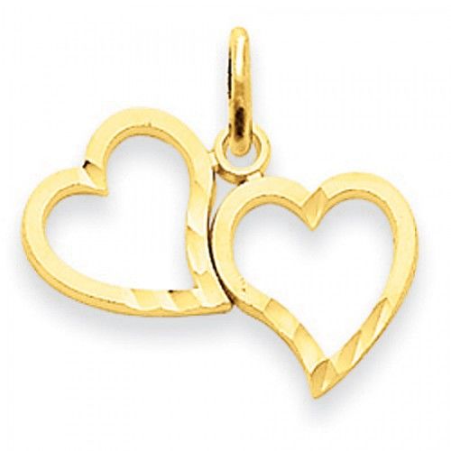 14k Yellow Gold Next to Your Heart Double Heart Pendant
