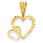 Heart Charm in Yellow Gold - 14kt - Mirror Finish - Interesting - Women