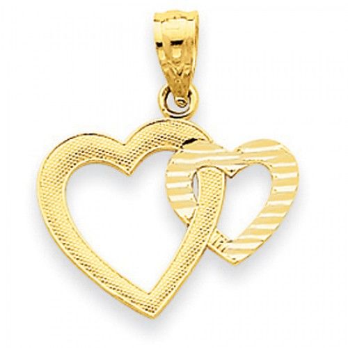 14k Yellow Gold One Heart One Mind Heart Pendant