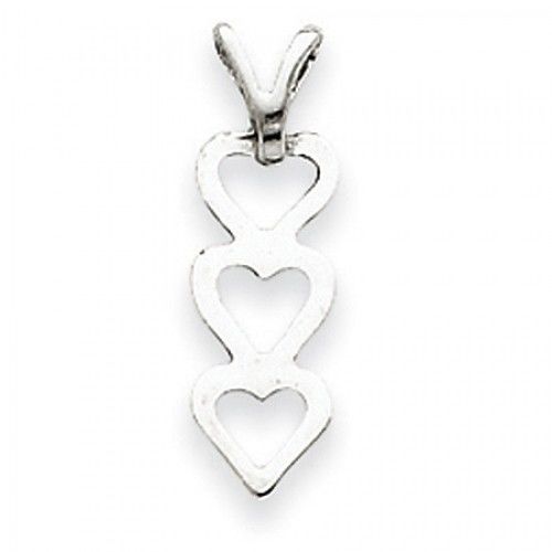 14k White Gold Cascading Hearts Triple Heart Pendant