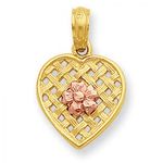 Flower Heart Charm in 14kt Rose & Yellow Gold - Mirror Polish - Fetching