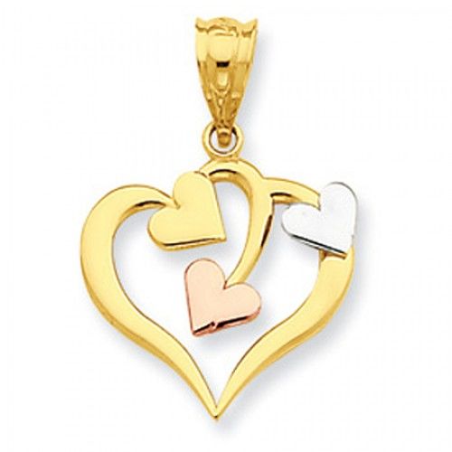 Heart Pendant Tri-Colored Cupid'S Arrow