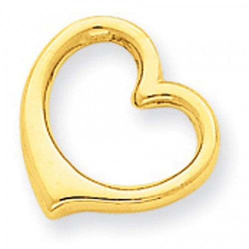 14k Yellow Gold 3-D Floating Slide Heart Pendant Slide