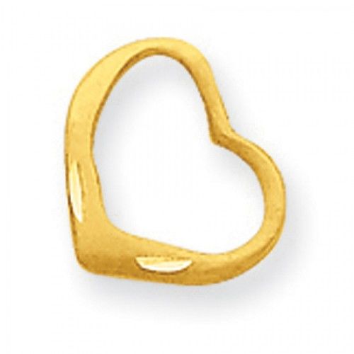 14k Yellow Gold Solid Diamond-Cut Slide Heart Pendant Slide