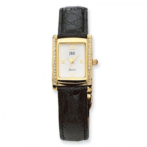 Jbk Jackie Kennedy Watch in Gold Plated - Push Button - Black Strap - Inviting