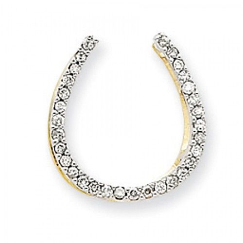 White and Yellow Gold Two-Tone Diamond Horseshoe Slide