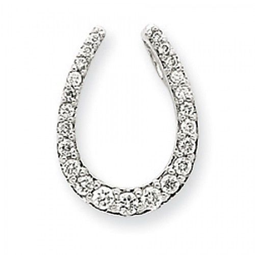 White Gold Diamond Lined Horseshoe Pendant