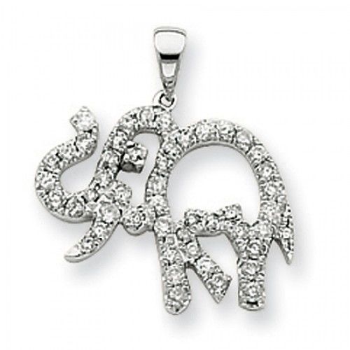 White Gold Diamond Elephant Pendant
